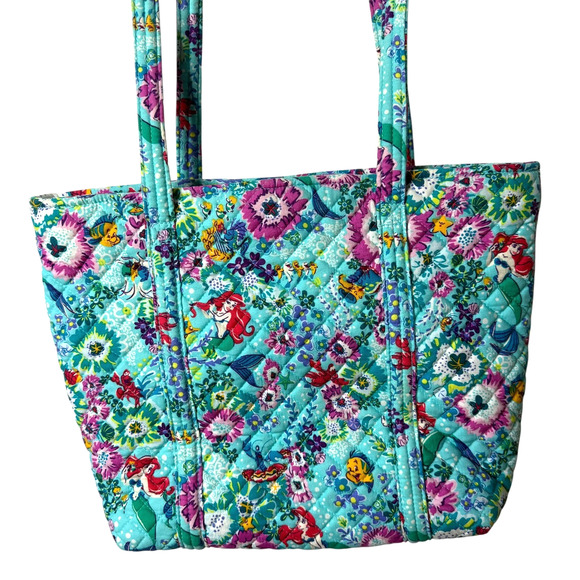 Vera Bradley Disney Small Vera Tote Handbag Little Mermaid Ariel Floral Blue - Picture 10 of 14